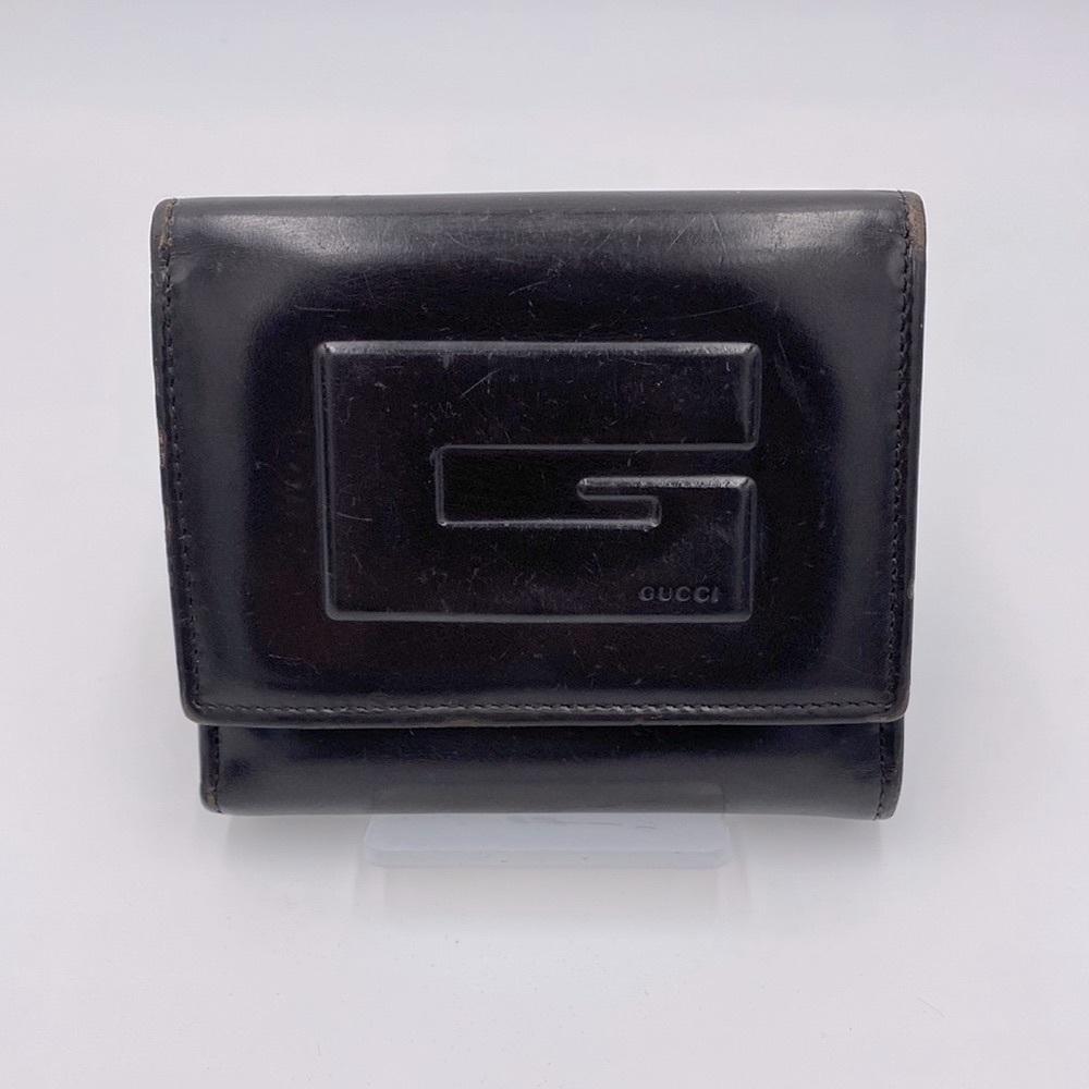💯 AUTH. Gucci brown patent leather bifold wallet